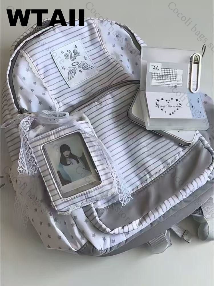 Fashion Striped Dot Decor Back - Canvas Backpack Casual ulasan dan harga