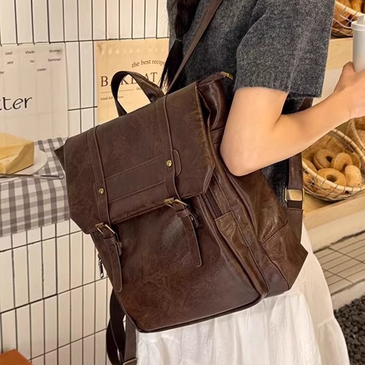 Women Casual Backpack PU Leath - Leather Backpack Vintage ulasan dan harga