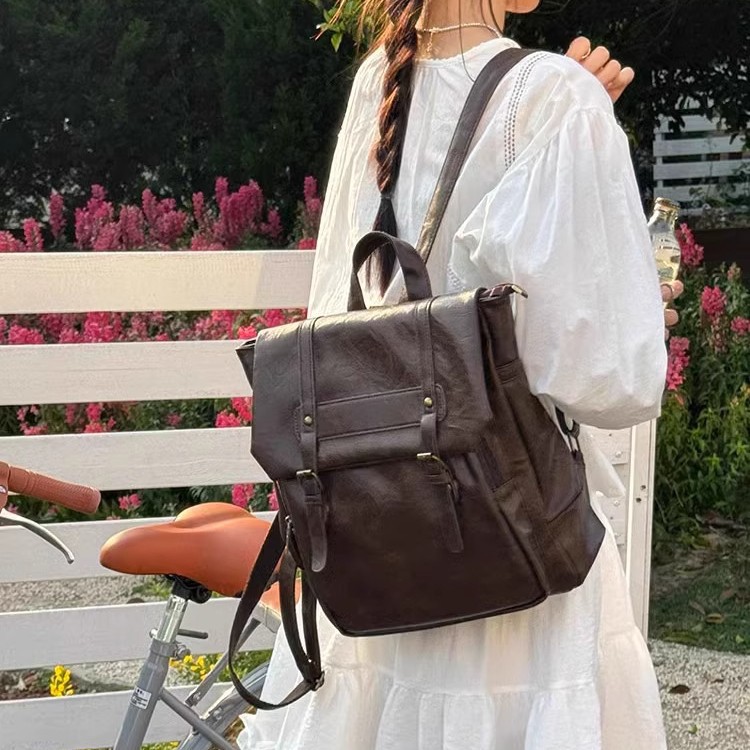 Women Casual Backpack PU Leath - Leather Backpack Vintage ulasan dan harga