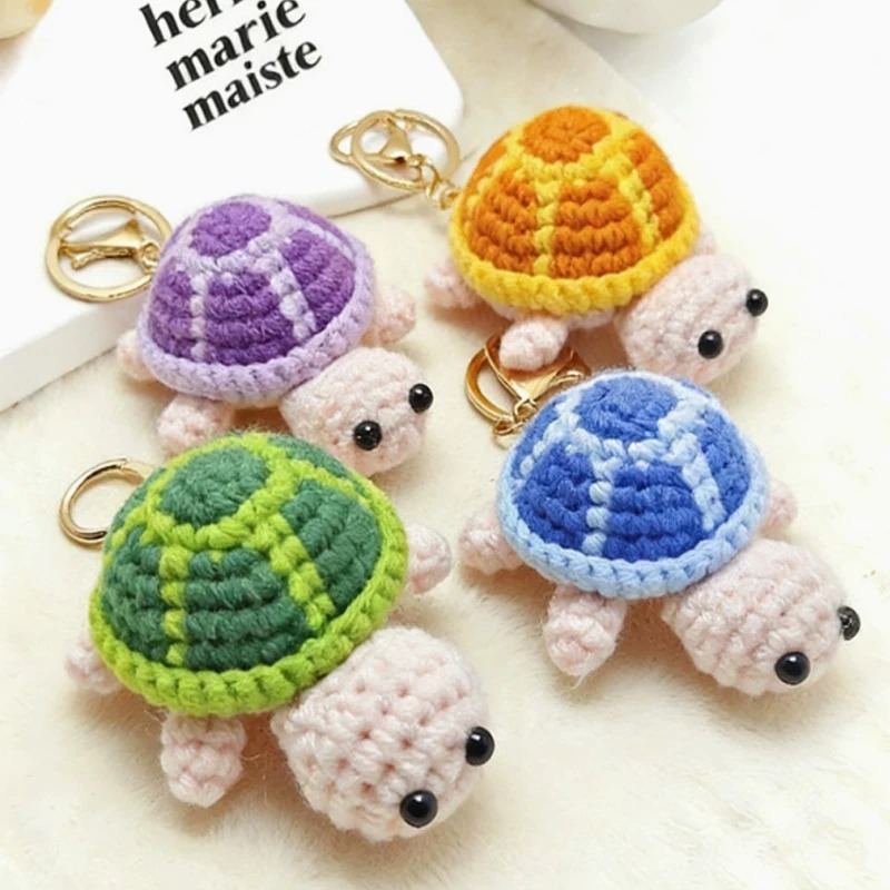 Hand Crocheted Turtle Keychain - Mini Backpack Purse ulasan dan harga