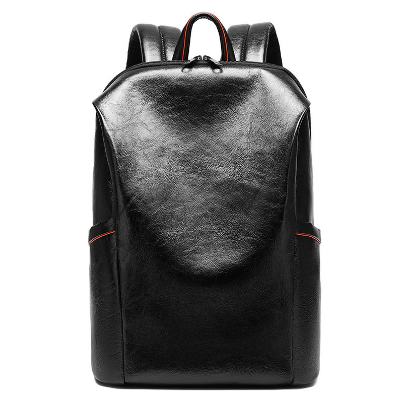 Men's Black Genuine Leather Ba - Leather Backpack Vintage ulasan dan harga