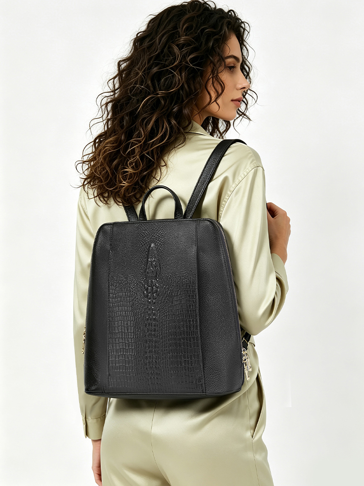 Zency Women's Crocodile Leathe - Leather Backpack Vintage ulasan dan harga