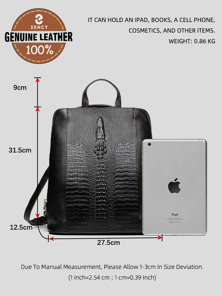 Zency Women's Crocodile Leathe - Leather Backpack Vintage ulasan dan harga