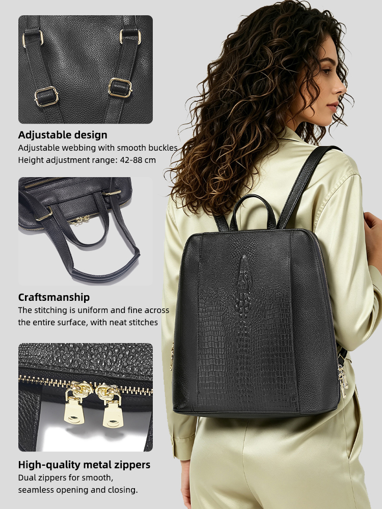 Zency Women's Crocodile Leathe - Leather Backpack Vintage ulasan dan harga